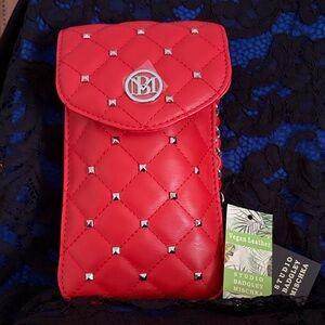 Badgley Mischka Red Quilted Vegan Leather Phone Case